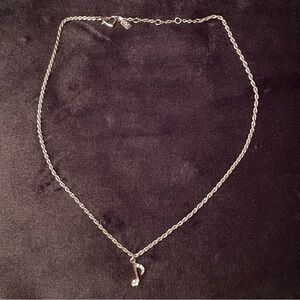 Jennifer Lopez Silver-tone Necklace Rhinestone Music Note 16”Long & 2” Extension